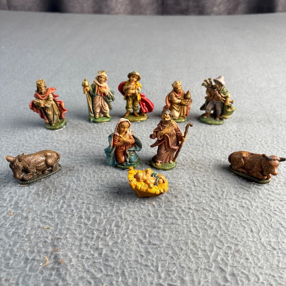 Vintage Fontanini Nativity Set 10 Piece Italy Polymer Figures Holy Family Kings